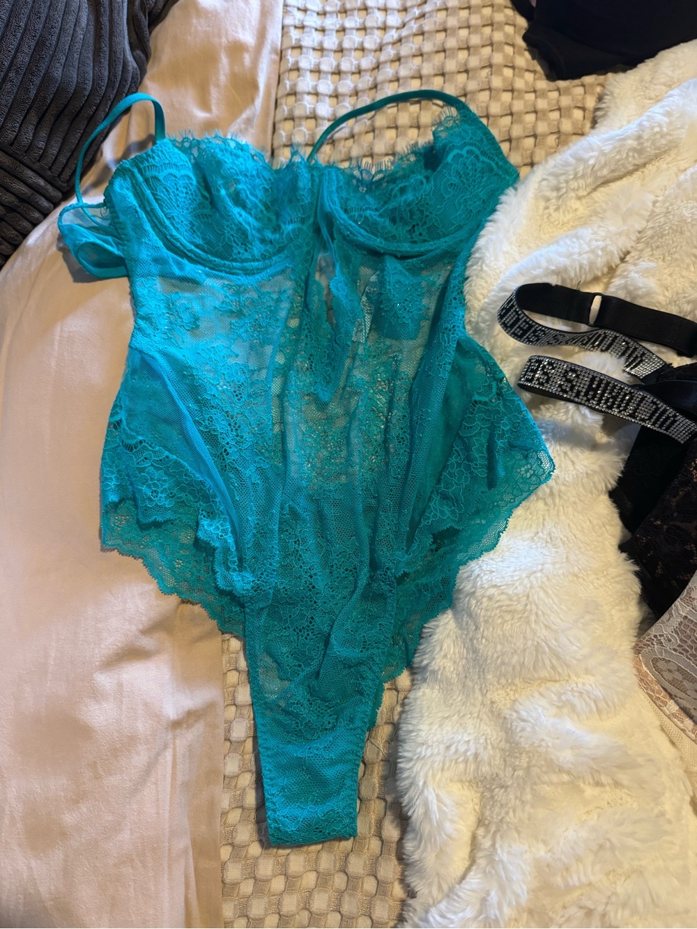Teal Lace Bodysuit VS- Women Intimates & Sleepwear